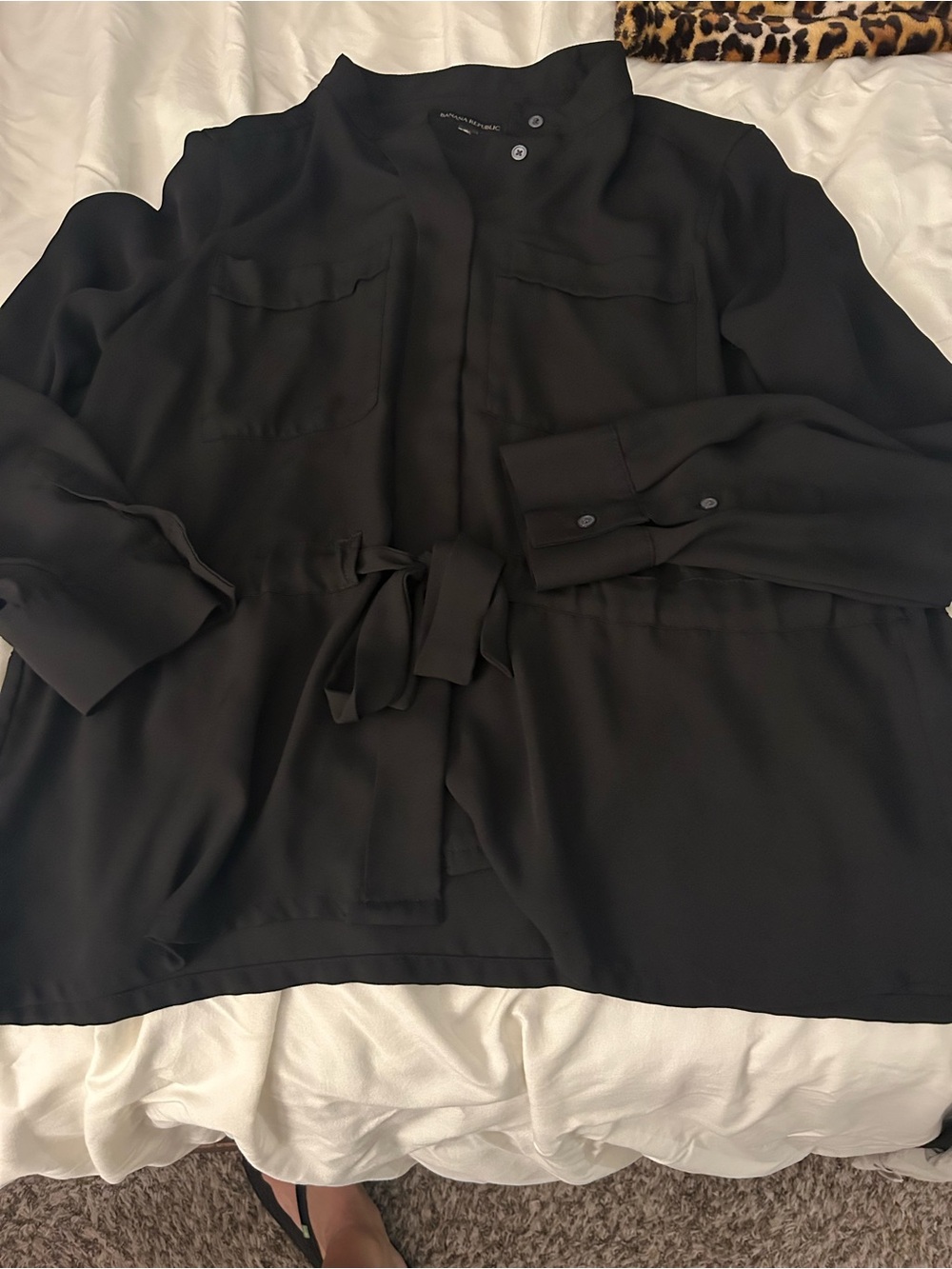 Banana Republic Black Tie-Waist Blouse - Picture 1 of 2